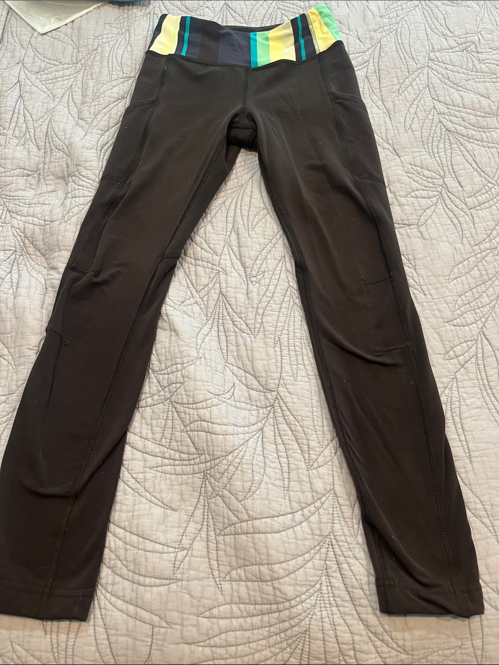lululemon athletica black leggings  with Multicolor Waistband